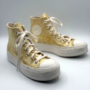 Converse Platform Shoes Women 7 Gold Butterfly Jacquard Fairy Grunge Comfort